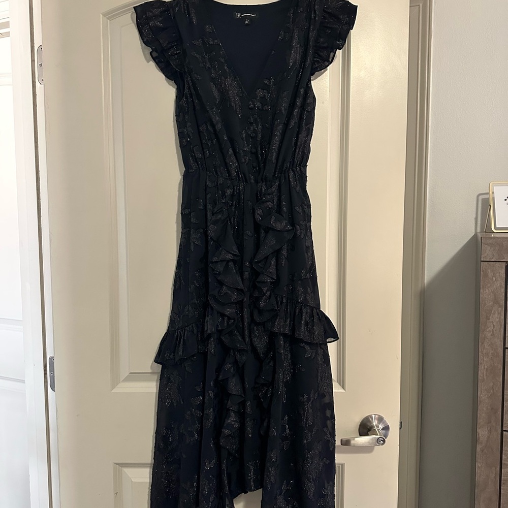 Elegant Navy Ruffle Dress